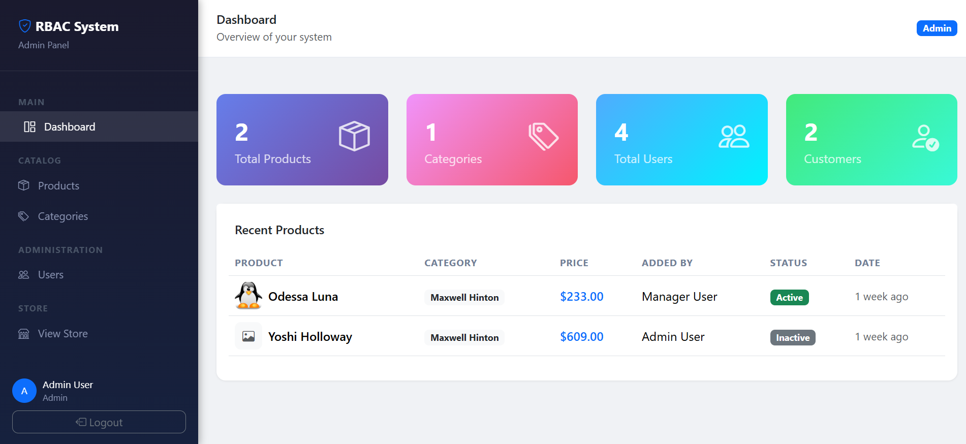 RBAC Product System (Laravel)